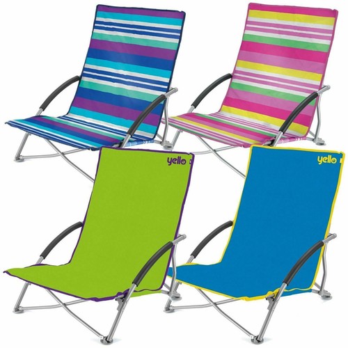 Low folding beach chair - folding,